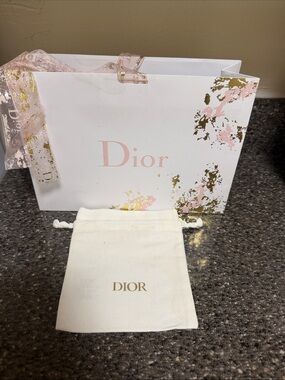 Dior White and Pink Paper Gift Bag with small dust bag
